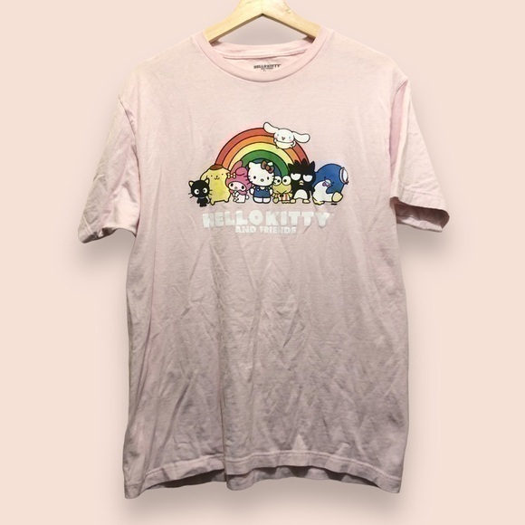 Hello Kitty Friends Pink T-Shirt Large Sanrio Keroppi - Picture 1 of 7